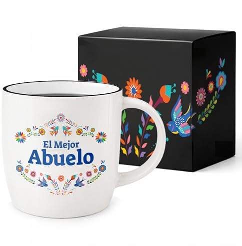 Triple Gifffted World's Best Grandpa Coffee Mug, El Mejor Abuelo Gifts Ideas in Spanish for Christmas Fathers Day Navidad Birthday, Regalos Para Dia Del Padre, Taza Abuelos Abuela Ceramic Cup 380ml