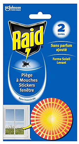RAID Fliegenfalle - Fensteraufkleber für Zuhause, aufgehende Sonnenform, zum Aufkleben auf Fenster - 2 Aufkleber