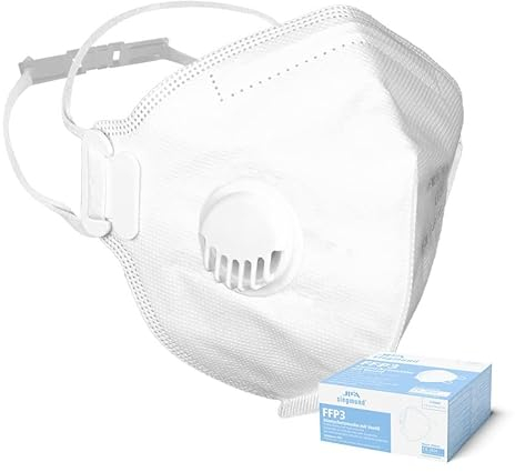 siegmund Jifa 5x FFP3 Maske - Modell JFM04V - Atemschutzmaske mit Ventil - Feinstaubmaske - Arbeitsschutzmaske geeignet für Lackierarbeiten, den Einsatz mit Asbest und vielem mehr