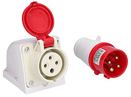 Conector de enchufe industrial trifásico de 4 pines Conector de enchufe circular industrial de potencia de carcasa aislada impermeable 380V-415V 16A