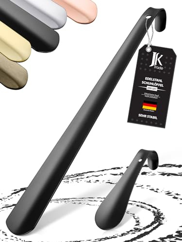 JK Trade® Setet med 2 stabila skohorn i rostfritt stål | 15 och 42 cm | skohorn i rostfritt stål kort och lång | snabb och skonsam mot ryggen | perfekt längd och bredd | skohorn | affärshängbar