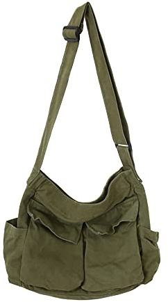 Sumleno Bolso mensajero de lona, cruzado, bandolera, grande, bohemio, hípster, hobo, jipi, estético, de hadas, grunge