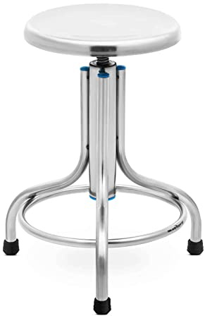 Steinberg Systems SBS-LF-100 laboratoriepall, rostfritt stål, 150 kg, roterande pall, höjdjusterbar övningspall, rostfritt stål, pall