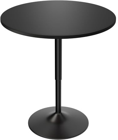 Magshion 31 Round Bar Table Height Adjustable 26-35 Pub Table with Enlarged Base for Living Room Patio Bistro Café, Black
