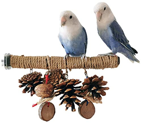 DULKET Bird Perch Natural Wood, Perches for Bird Cages, Natural Wood Bird Perch Stand, Bird Cage Accessories for Parrots, Parakeets Cockatiels, Conures, Macaws , Love Birds, Finches