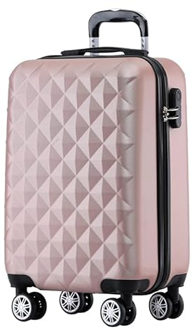 BEIBYE Zwillingsrollen 2066 Hartschalen-Koffer: 15 Farben, ABS-Kunststoff, Zahlenschloss mit Doppelreißverschluss, Exklusive Innenausstattung und umfangreiche Funktionen(Rosa Gold, M)