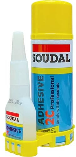 Soudal 2C - Kit de pegamento superadhesivo profesional (50 g, ciano y activador de 200 ml)