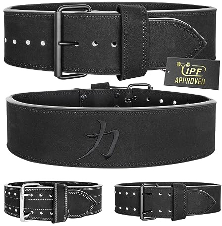 Strength Shop 13mm IPF Gewichthebergürtel mit Schnalle, Gr. M (Schwarz), Robuster & langlebiger Lifting Belt stabilisiert & schützt Rumpf & Wirbelsäule im Training