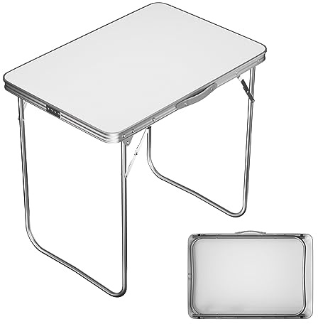 Bowose 80x60cm Klapptisch Gartentisch 69cm Höhe, Stahl-Camping-Tisch 20KG Kapazität, leichte tragbare Reise Tisch Esstisch für Innen, Außen, Küche, Party, Garten