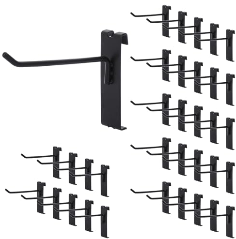 IGNPION 35Pcs Metal Gridwall Hanging Hooks, 4 Grid Panel Display Notch Hooks, Commercial Gridwall Accessories Pegs for Shop, Garages, Show, Workshops
