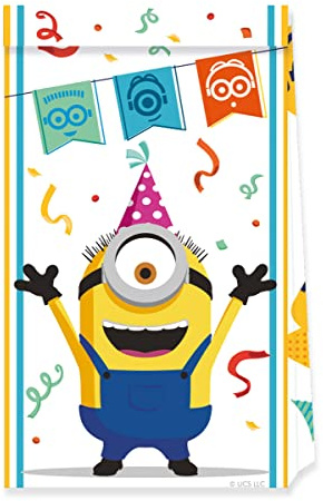 Procos Minions-Geschenktüten für Kindergeburtstag 4 Stück bunt 22 cm