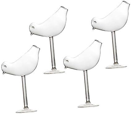 Amosfun 4pcs Bird Shaped Cocktail Glasses Stemmed Drinking Cups for Bars Parties and Personal Use