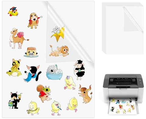 JIANTA 25 Feuilles Papier Autocollant Imprimante A4 Feuille Autocollante Imprimable de Vinyle Transparent pour l'impression d'étiquettes autocollantes pour jet d'encre et laser 210 x 297 mm