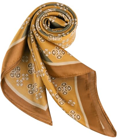 DAMILY Vintage Bandana Herren Seidig Quadratisch Kopftuch Sommer Geometrischem Halstuch und Stirnband Motorrad Satin Piratentuch Kinder Festival Haarbänder 70x70cm (Orange)