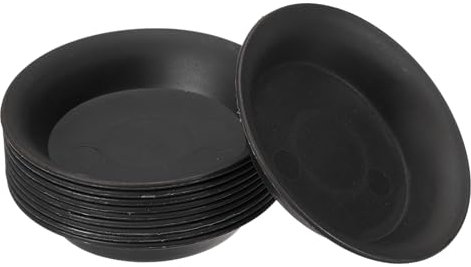 PATIKIL Sottovaso per piante da 7,6 cm, confezione da 10 vassoi rotondi in plastica per piante grasse, piccole piante in vaso, nero