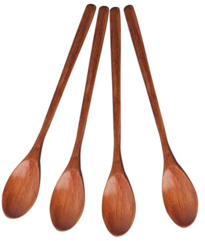 Cuchara de Madera de Mango Largo, Juego de 4 Piezas