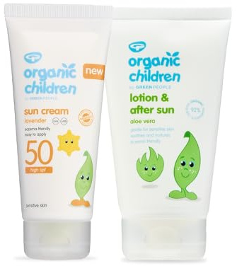 Green People Organic Children Sun Cream SPF50 100ml + After Sun 150ml Bundle | Natural, Organic Sunscreen & After Sun for Kids | Gentle Lavender Scent | Easy to Apply | Babies 6m+, Children