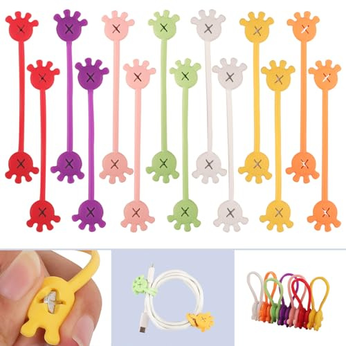 Getyjoe 14 Pièces Serre-Câbles Magnétiques en Silicone Organiseurs de Câbles en Silicone en Forme de Paume Attaches de Câble Magnétiques pour Gestion Câbles Aimants Réfrigérateur Marqueurs Livres