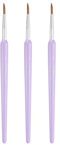 QUARKZMAN 3 Stück Detailpinsel 14mm Spitze Nylonhaar Miniaturmalpinsel für Aquarell Öl Acrylmalerei (3#), Lila