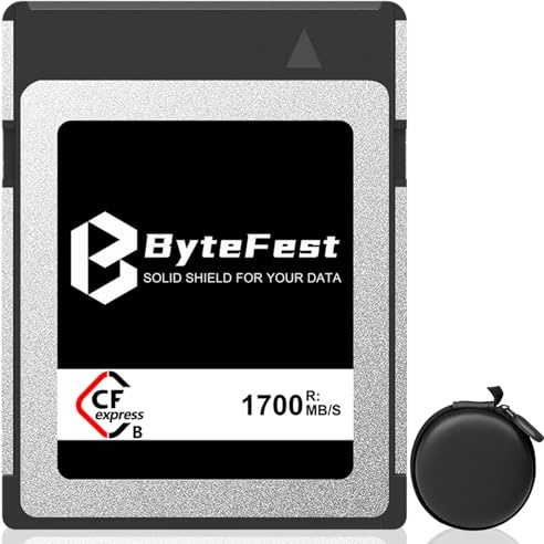 ByteFest 1 to Carte Mémoire CFexpress Type B, NVMe PCIe 3.0, jusqu'à 4K/6K/8K Raw Video et Photos, Compatible avec Nikon Z6/Z7/Z9/D5/D6, Canon EOS-1DXMark III/EOS-R3/R5