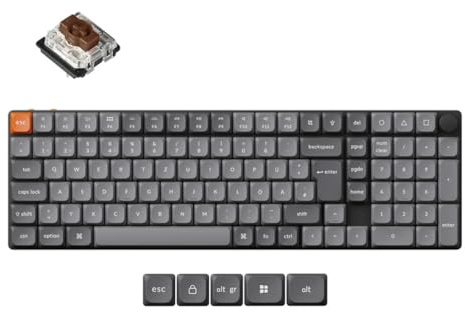 Keychron K17 Max Ultraflache 96% DE-ISO Wireless Mechanische Tastatur | Bluetooth/2,4 GHz/USB-C | QMK/Launcher, RGB, Hot-Swap, Gateron Low-Profile Red, LSA PBT Dye-Sub Keycaps