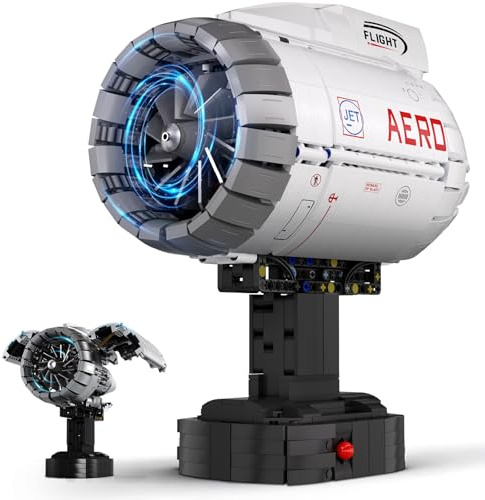 Brihappen Turbo Motor Bausteine für Erwachsene, Flugzeugmotor Klemmbausteine Modell Sammler Deko, Bauspielzeug Geschenk für Männer Jungen (1813 Stück)