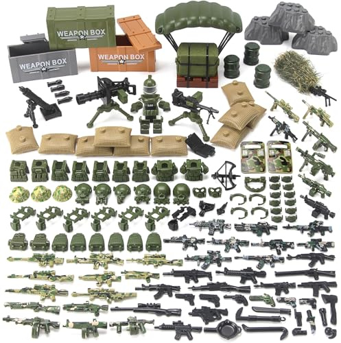 Feleph Ensemble d'armes militaires pour figurines de soldat, modèle de camouflage, tenue tactique SWAT 2ème Guerre mondiale, kit d'accessoires