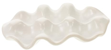 Lurrose Porte-œufs et Facile à Nettoyer en Céramique Vintage Blanc pour Réfrigérateur Élégant Organiseur de Rangement pour Œufs Plateau Lisse Cuisine