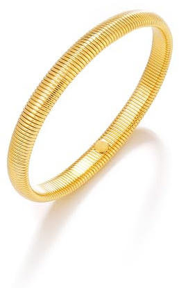 SKENUDY Gold Armband mehrlagige Armbänder für Frauen elastische Edelstahl Link Kette flexible breite Armband Armbänder