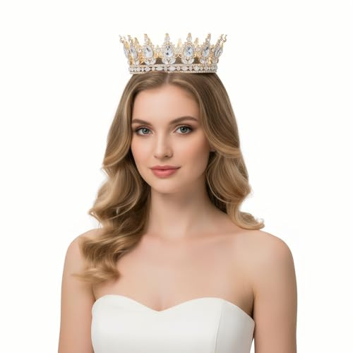 Gatuida Vintage Strass Tiara Krone für Braut aus Legierung Leicht und Tragbar Glitzernder Hochzeitsschmuck für Verlobungen und Fotoshootings Zufälliger Stil