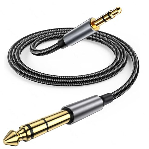 Avigers 3.5mm Klinke auf 6.35mm Klinke Kabel, (2M), Aux Stereo Audio Kabel unterstützt für Gitarre, Mischpult, Mikrofon, Recorder, Mixer, Verstärker, iPod, Laptop, Heimkino-Geräte und Verstärker usw