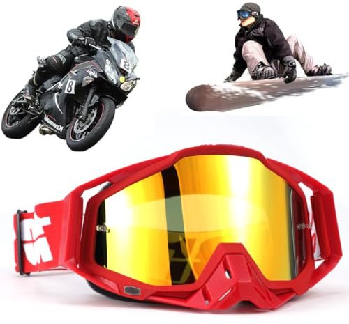 Yoihuqi Gafas de Motocross, Gafas de Motocross Resistente al Viento y al Polvo, Gafas de Esquí, Gafas de Dirt Bike, Gafas Anti Niebla y UV, Gafas de Carrera Todo Terreno, para Ciclismo, Carreras de