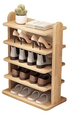 Étagère à chaussures étroite en bois massif à plusieurs étages pour couloir, entrée ou garde-robe, armoire à chaussures compacte pour la maison et l'intérieur