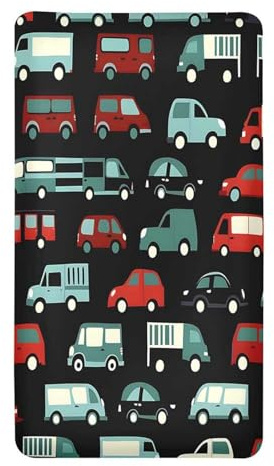 Odot Spannbetttuch Babybett, Kinderbett Spannbettlaken Weiche Atmungsaktive Kinderwagen Moseskorb Matratzenbezug 3D Karikatur Auto Muster Beistellbett Spannbettlaken (Rot Auto,70x140cm)