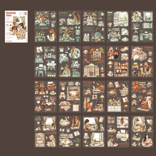 Set de 20 hojas de pegatinas decorativas para scrapbooking, impermeables, de PET, adhesivas, ideales para scrapbooking, journaling, manualidades, proyectos DIY y materiales artísticos
