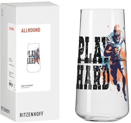 RITZENHOFF 8302002 Universal Glas 0,6 l, Serie Football – mit markantem Football-Motiv und kraftvollem Design – Made in Germany