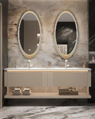 Lavandino Bagno con Mobiletto, Mobili Bagno Doppio Lavabo, Adatto per Bagno Padronale, Bagno per Gli Ospiti, Bagno con Doccia E Altri Spazi