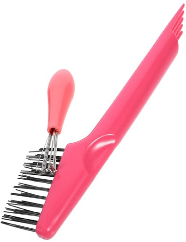Mobestech Limpiador de Cepillos y Peines Cabello Superficie Lisa y Ligero, Hecho de Abs, Adecuado para Viajes y Salones de Belleza, 1 Set Rosa