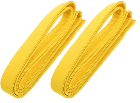 Ciieeo 2 Cinture da Taekwondo Gialle 260 CM Resistente per Arti Marziali Cinture da Karate Regolabili per Adulti e Giovani Fascia da Allenamento per Boxe Palestra e Competizioni