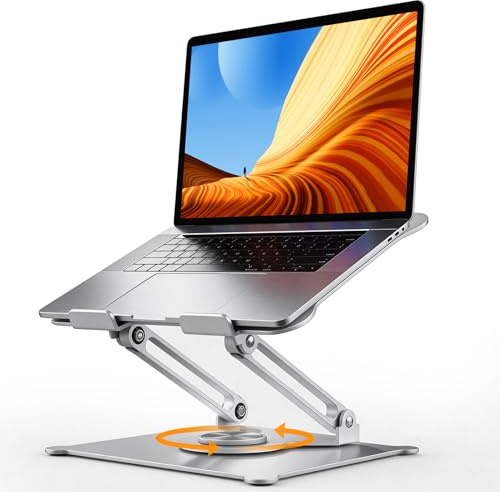 urmust Adjustable Laptop Stand for Desk, 360 Rotating Base, Ergonomic Computer Stand, Compatible with MacBook Air Pro, Dell, HP, for Office Home