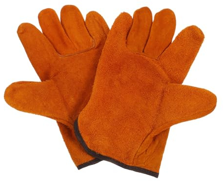 COLLBATH Guanti da Saldatore Corti in Pelle Resistenti al Calore Guanti di Protezione per Saldatura a Mano per Manutenzione Industriale e Uso Domestico Equipaggiamento Protettivo