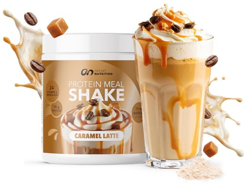 OFFSET Nutrition Protein Abnehm Shake Caramel Latte [nur 210 KCAL pro Shake] mit Koffein - 14 Portionen | Mahlzeitersatz | Diät Shake mit 24 Vitaminen & Mineralien | Glutenfreie Trinkmahlzeit