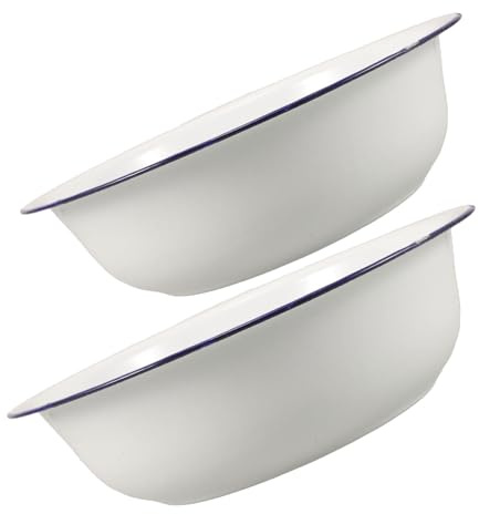LALADEFIEE 2-delad emaljskål: Badkar för tvätt - Serveringsskål för middag - Pedikyrfat - Vintage soppfat - Blandningsfat för grädde - Fat för fruktsallad och pastamiddag