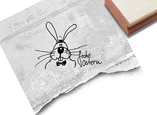 Stempel Osterstempel FROHE OSTERN mit Osterhase - Textstempel zum Osterfest, für Karten Geschenkanhänger Geschenk Osterdeko - zAcheR-fineT