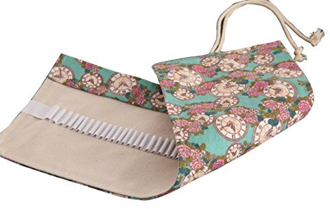 Elonglin schön Blumen Stifterolle Schlamperrolle 36 48 72 Stifte Leinwand canvas Federmäppchen Rollentasche 36 Stifte
