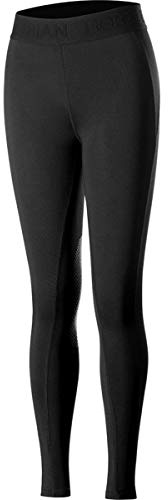 HORZE Elsa Children's Silicone Knee Patch Tights, Horse Riding Leggings for Kids Horse Riding & Performance Sports | Black Small