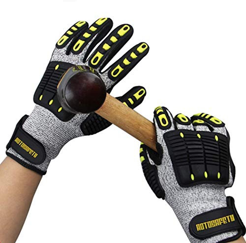 Arbeitshandschuhe, Sicherheitshandschuhe, Schnittschutz Level 5, schnittfest, Anti-Vibration, TPR-Schutz, Schlag-Schutz, Anti-Shock für Biker,Öl & Gas Industrie oder Motorrad fahren,1 Paar (XL)