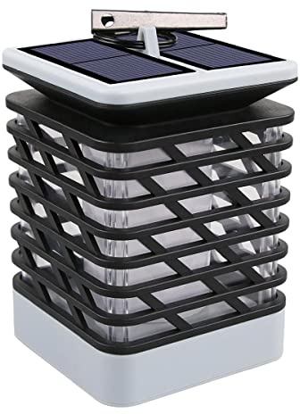 LUMI JARDIN Lumi Garden Outdoor effetto fiamma 75 LED, lanterna solare impermeabile, d'atmosfera, lampada da tavolo, decorazione per giardino brasy, 1 W, grigio, nero, 10 x 10 x 15 cm