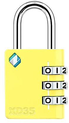 [ZARKER XD35] Small and Heavy Duty 3-Digit Combination Padlock Different Design Defferent Colors and Strong Metal Locking Mechanism - Yellow 1pack