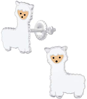 Pendientes de plata de ley con diseño de llama, alpaca, Plata
